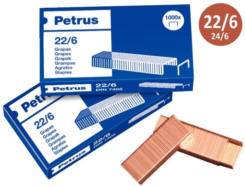 PETRUS 55700 - Grapas galvanizadas escolar/oficina modelo 202 (x1000) :  : Oficina y papelería