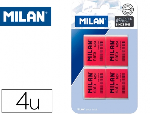 Goma de borrar Milan nata 624 blister de 4 unidades BPM10054