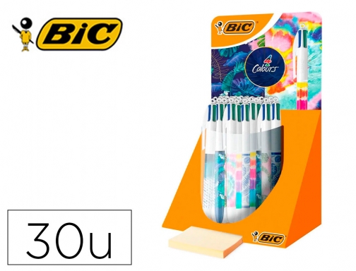 Boligrafo Bic cuatro colores decorados punta de 1 mm expositor de 30  9649042 , 4 colores