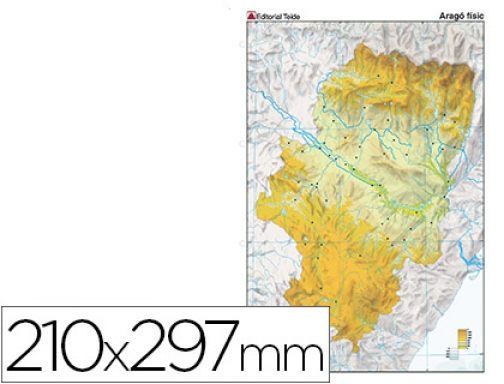 mapa fisico aragon mudo para imprimir Mapa mudo color Din A4 aragon fisico Teide 7224 7, Hipermaterial.