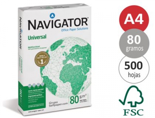 Papel Navigator Universal Din A4 80 gramos paquete de 500 hojas, ultra  blanco