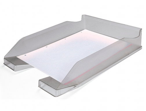 Bandeja sobremesa plastico Qconnect gris oscuro transparente 240x70x340 mm KF04199, imagen 3 mini