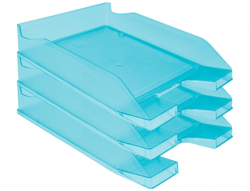 Bandeja sobremesa plastico Qconnect turquesa transparente 240x70x340 mm KF04200 , azul, imagen 5 mini