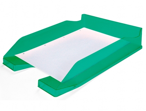 Bandeja sobremesa plastico Qconnect verde transparente 240x70x340 mm KF04198, imagen 3 mini