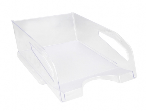 Bandeja sobremesa plastico Qconnect gran capacidad con asa transparente 386x270x115mm KF14226, imagen 4 mini