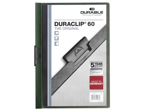 Carpeta duraclip dossier pinza lateral verde oscuro capacidad 60 hojas Durable 220932, imagen 2 mini