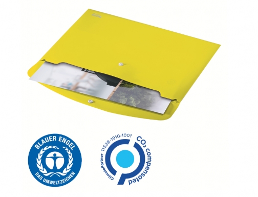 Carpeta Leitz recycle portadocumentos broche Din A4 polipropileno amarillo 46780015, imagen 5 mini