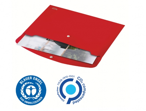 Carpeta Leitz recycle portadocumentos broche Din A4 polipropileno rojo 46780025, imagen 5 mini