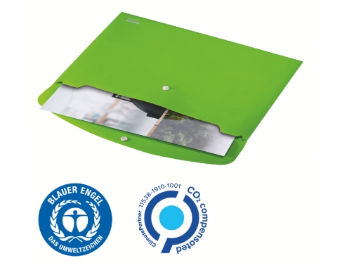 Carpeta Leitz recycle portadocumentos broche Din A4 polipropileno verde 46780055, imagen 5 mini