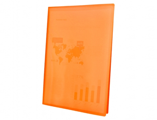 Carpeta Liderpapel escaparate 47041 20 fundas polipropileno traslucida Din A4 naranja frosty 51714, imagen 3 mini