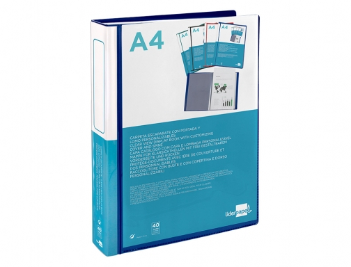 Carpeta Liderpapel personaliza 37732 40 fundas canguro polipropileno Din A4 azul portada 23046, imagen 5 mini