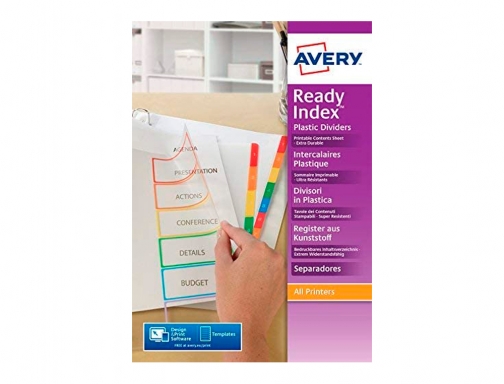 Separador Avery polipropileno Din A4 6 pestaas imprimibles 05258501, imagen 2 mini