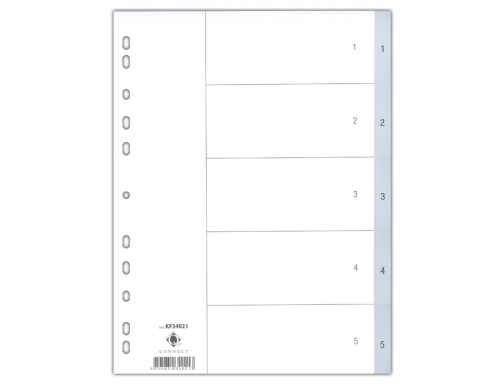 Separador numerico Qconnect plastico 15 juego de 5 separadores Din A4 multitaladro KF34021, imagen 2 mini