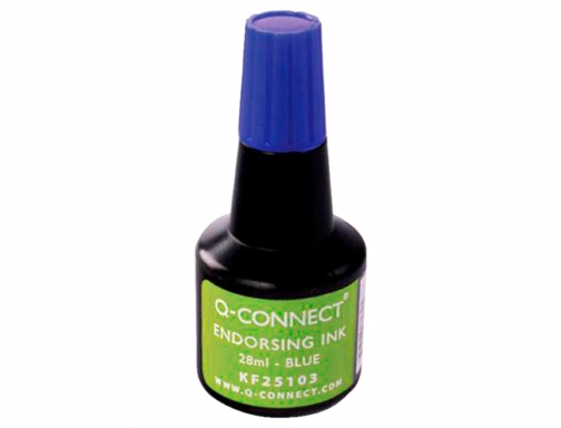 Tinta tampon Qconnect azul bote 28 ml KF25103, imagen 3 mini