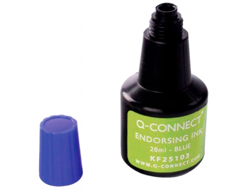 Tinta tampon Qconnect azul bote 28 ml KF25103, imagen 4 mini