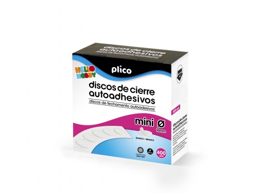 Disco de cierre Plico velcro autoadhesivo mini 10 mm color blanco caja 13342, imagen 3 mini