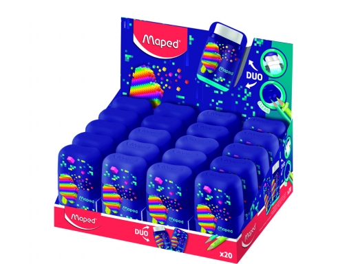 Sacapuntas Maped plastico connect pixel party 2 usos con goma de borrar 049223, imagen 3 mini