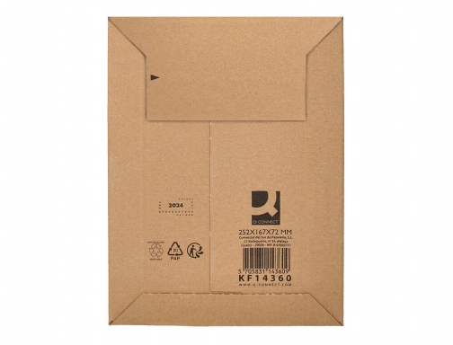 Sobre para envios Qconnect carton 100% reciclado y reciclable cierre autoadhesivo252x167x72 mm KF14360 , kraft, imagen 5 mini