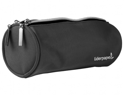 Bolso escolar portatodo Liderpapel cilindrico con 2 cremalleras negro 205x75x75 mm 162654, imagen 2 mini