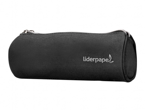 Bolso escolar portatodo Liderpapel cilindrico con 2 cremalleras negro 205x75x75 mm 162654, imagen 4 mini