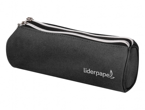 Bolso escolar portatodo Liderpapel cilindrico con 2 cremalleras negro 205x75x75 mm 162654, imagen 5 mini