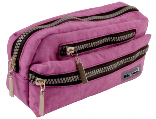 Bolso escolar Liderpapel portatodo ovalado 3 bolsillos violeta pastel 195x40x100 mm 06298, imagen 2 mini