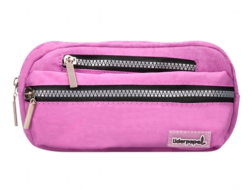 Bolso escolar Liderpapel portatodo ovalado 3 bolsillos violeta pastel 195x40x100 mm 06298, imagen 3 mini