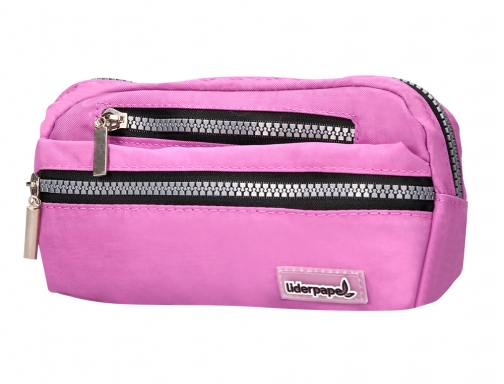 Bolso escolar Liderpapel portatodo ovalado 3 bolsillos violeta pastel 195x40x100 mm 06298, imagen 4 mini