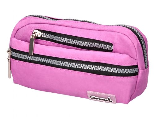 Bolso escolar Liderpapel portatodo ovalado 3 bolsillos violeta pastel 195x40x100 mm 06298, imagen 5 mini