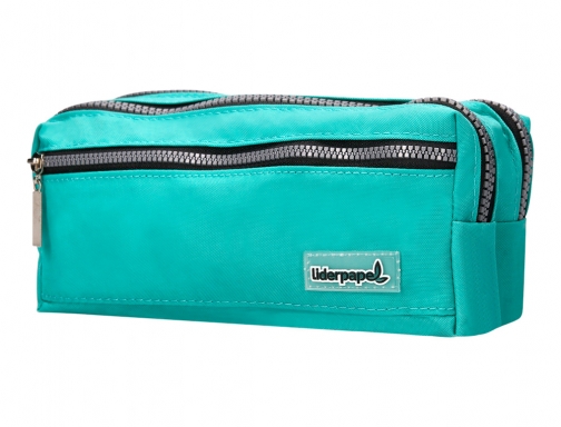 Bolso escolar Liderpapel portatodo rectangular 3 bolsillos celeste 210x80x85 mm 06296 , azul, imagen 4 mini