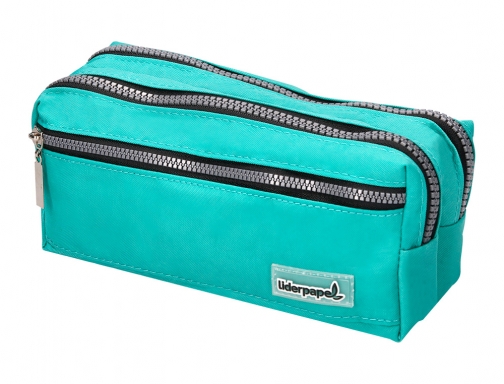 Bolso escolar Liderpapel portatodo rectangular 3 bolsillos celeste 210x80x85 mm 06296 , azul, imagen 5 mini