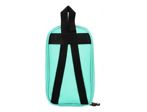 Bolso escolar portatodo Antartik forma de mochila con bolsillo y 4 departamentos TK50 , verde menta, imagen 4 mini