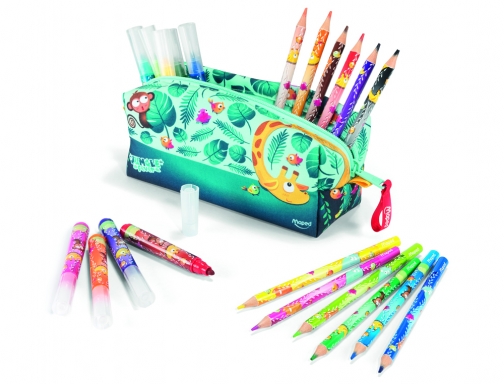 Bolso escolar portatodo Maped ungle fever con 12 rotuladores colores surtidos + 984732, imagen 4 mini