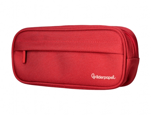 Estuche portatodo Liderpapel classic ovalado 2 cremalleras con bolsillo delantero 210x90mm rojo 171177 , verde militar, imagen 3 mini