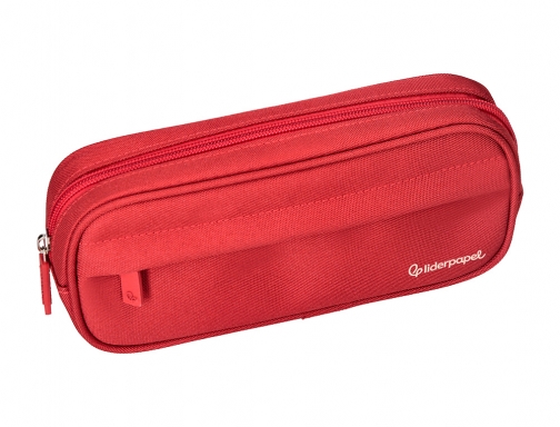 Estuche portatodo Liderpapel classic ovalado 2 cremalleras con bolsillo delantero 210x90mm rojo 171177 , verde militar, imagen 5 mini