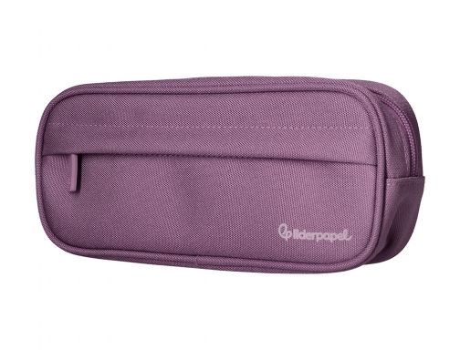 Estuche portatodo Liderpapel classic ovalado 2 cremalleras con bolsillo delantero 210x90mm morado 171178, imagen 3 mini