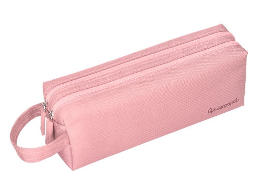 Estuche portatodo Liderpapel classic rectangular con asa 2 cremalleras 210 x80mm rosa 171170, imagen 5 mini