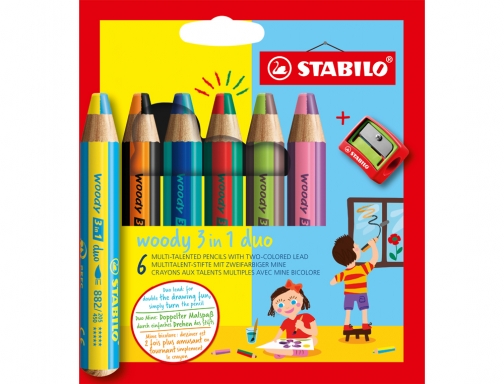 Lapices de colores Stabilo woody 3 en 1 duo estuche de 6 88262, imagen 3 mini