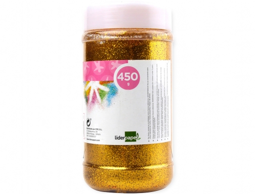 Purpurina Liderpapel fantasia color oro metalizado bote de 450 gr 10342, imagen 2 mini