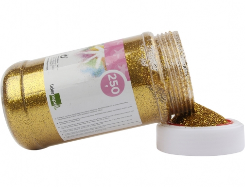 Purpurina Liderpapel fantasia color oro metalizado bote de 250 gr 75043, imagen 3 mini