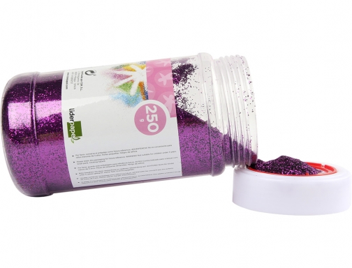 Purpurina Liderpapel fantasia color violeta metalizado bote de 250 gr 75039, imagen 3 mini