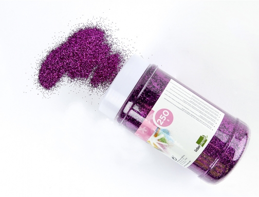 Purpurina Liderpapel fantasia color violeta metalizado bote de 250 gr 75039, imagen 4 mini