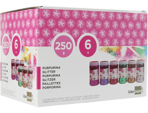 Purpurina Liderpapel fantasia colores de metal surtidos bote de 250 gr 58290, imagen 2 mini