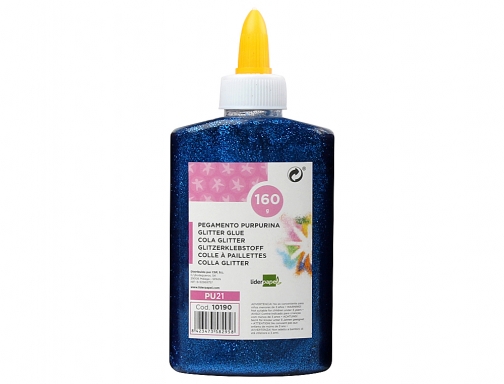 Purpurina pegamento Liderpapel fantasia azul metalizado bote de 160 gr 10190, imagen 2 mini