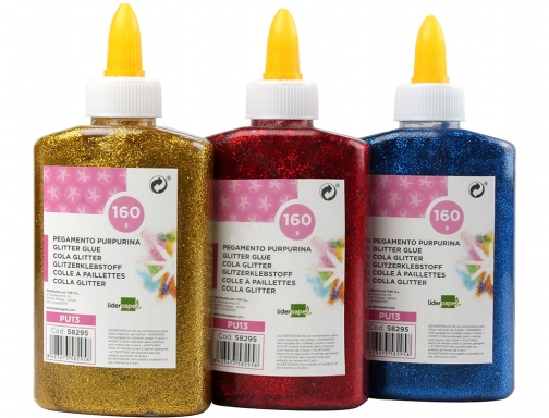 Purpurina pegamento Liderpapel fantasia colores de metal surtidos bote de 160 gr 58295, imagen 4 mini