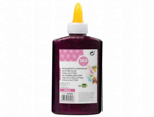 Purpurina pegamento Liderpapel fantasia violeta metalizado bote de 160 gr 10195, imagen 2 mini