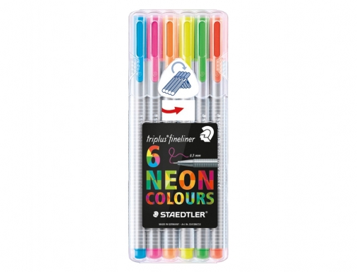 Rotulador Staedtler triplus neon colours estuche de 6 unidades colores surtidos 334 SB6CS3, imagen 2 mini