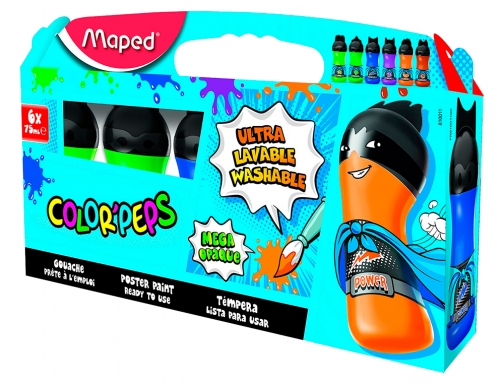 Tempera Maped color peps ultra lavable caja de 6 colores surtidos secundarios 810011, imagen 2 mini