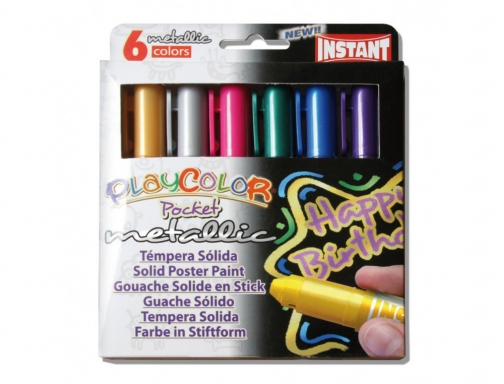 Tempera solida en barra playcolor pocket escolar caja de 6 colores metalizados Instant 10351 , surtidos, imagen 2 mini