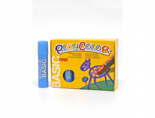 Tempera solida Playcolor basic one 10 gr azul claro caja de 12 10881, imagen 4 mini